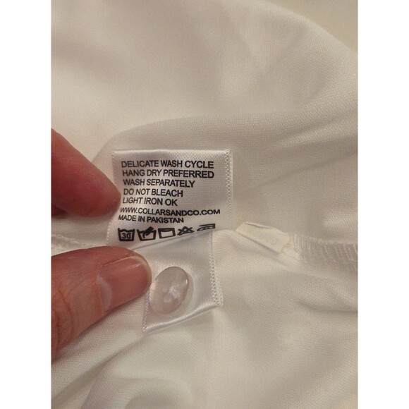 NWOT Collars and Co Mens M Dress Collar Polo Shirt White Original *IMPERFECTION* - Picture 7 of 9